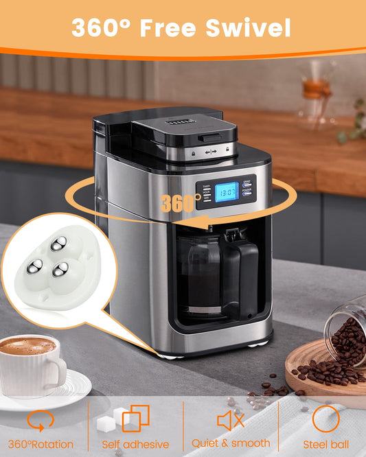 Self Adhesive Caster Wheels,Appliance Rollers for Kitchen Appliances,360°Swivel Mini Universal Wheel Roller Casters for Storage Box,Small Furniture (White,with 3 Ball Bearings,8 PCS)