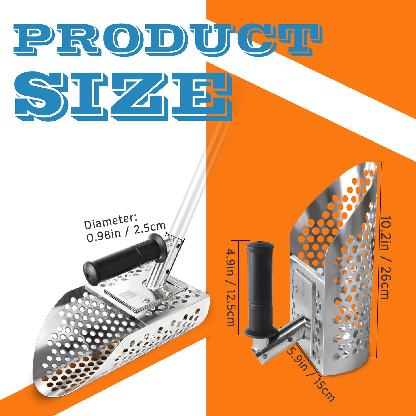 Sand Scoop for Metal Detecting, Metal Detector Shovel, Stainless Steel Metal Detecting Accessories, Beach Sifter Sand Scoops, Digging Tool Fast Sifting Scoopers for Treasure Hunting Backyard