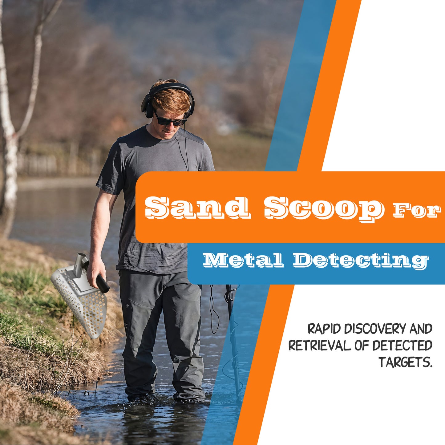 Sand Scoop for Metal Detecting, Metal Detector Shovel, Stainless Steel Metal Detecting Accessories, Beach Sifter Sand Scoops, Digging Tool Fast Sifting Scoopers for Treasure Hunting Backyard