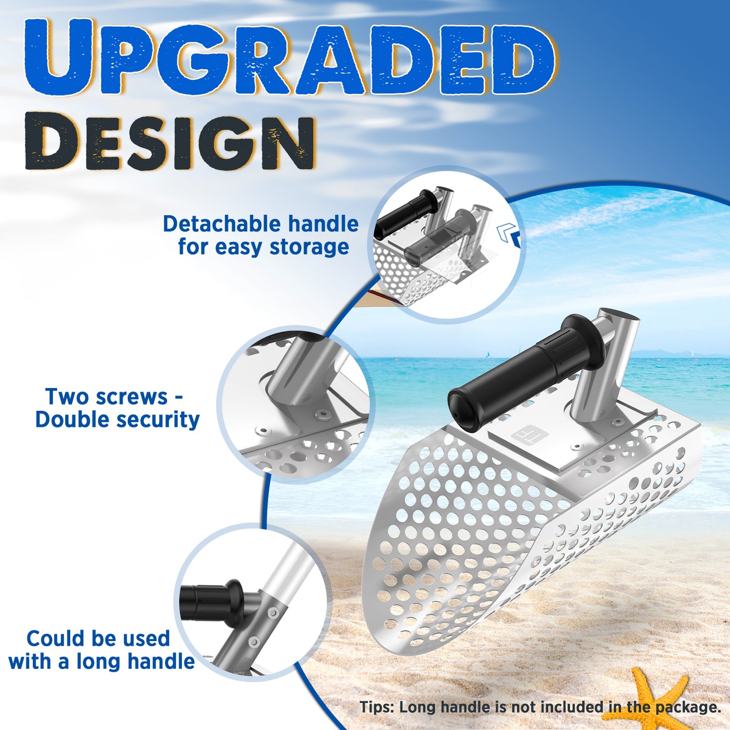 TRVL FIELDER Heavy Duty Sand Scoop for Beach Metal Detecting - Durable Stainless Steel Shovel & Fast Sifting Tool for Beach Finds! Perfect for Treasure Hunters