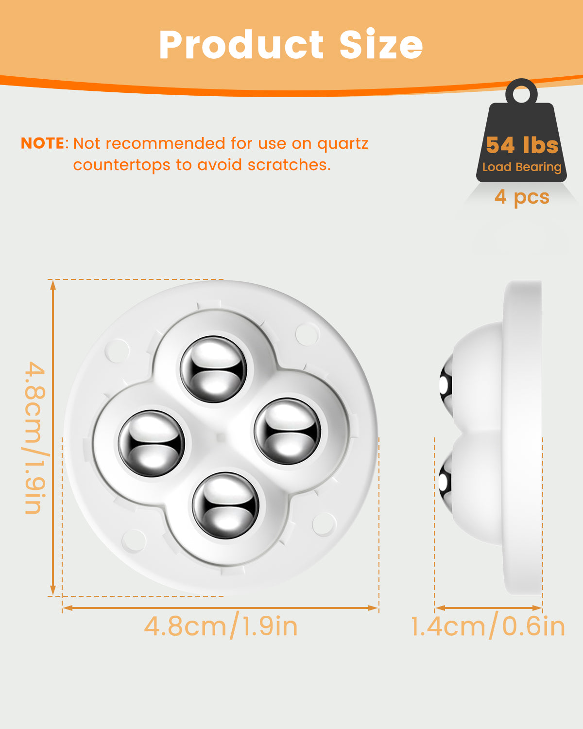 TRVL FIELDER Self Adhesive Caster Wheels - 360°Swivel Universal Wheel,Mini Roller Ball Transfer Bearing for Small Kitchen Appliances,Storage Box,Trash Can