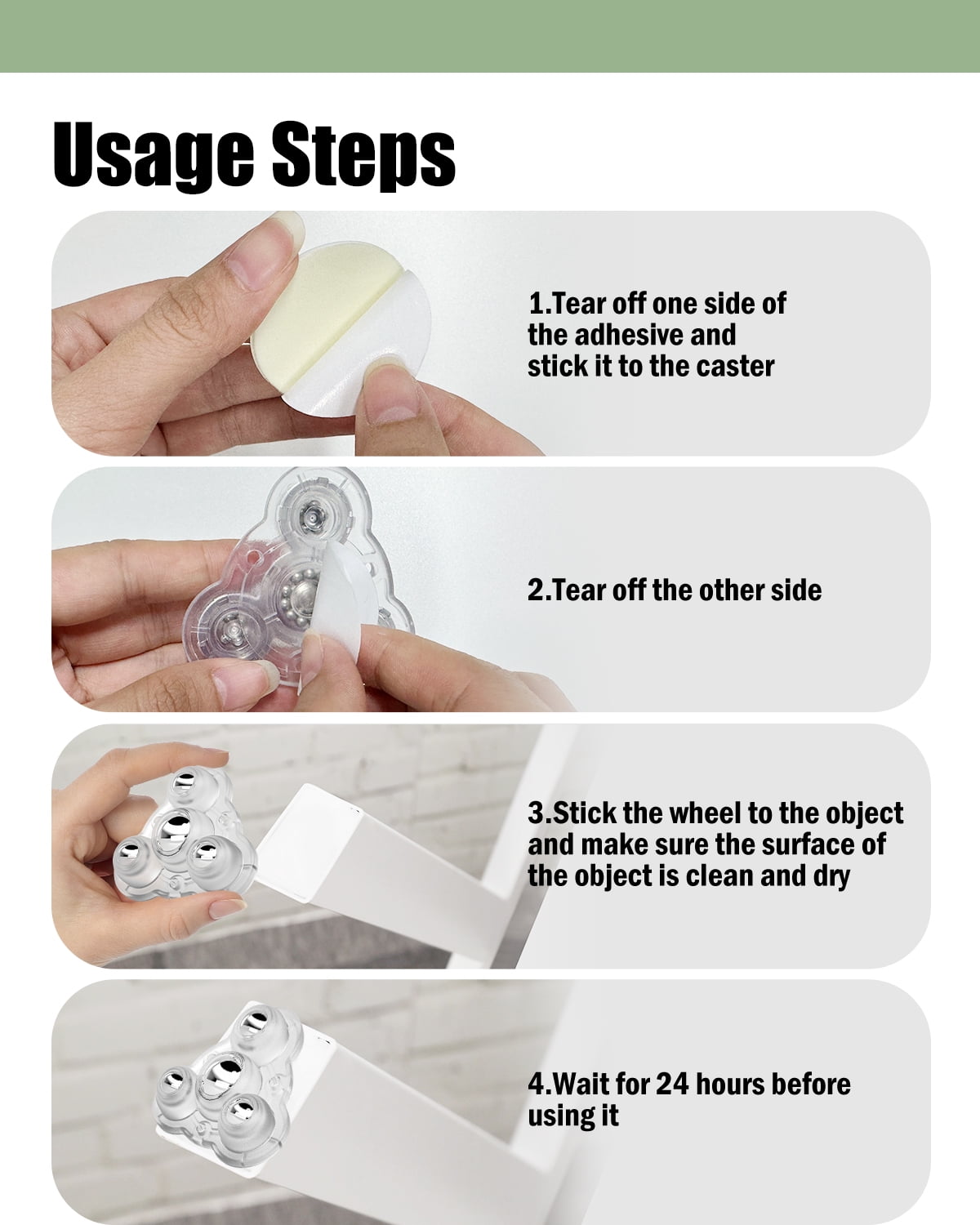 Self Adhesive Caster Wheels,Appliance Rollers for Kitchen Appliances,360°Swivel Mini Universal Wheel Roller Casters for Storage Box,Small Furniture (with 4 Ball Bearings,Clear,4 PCS)