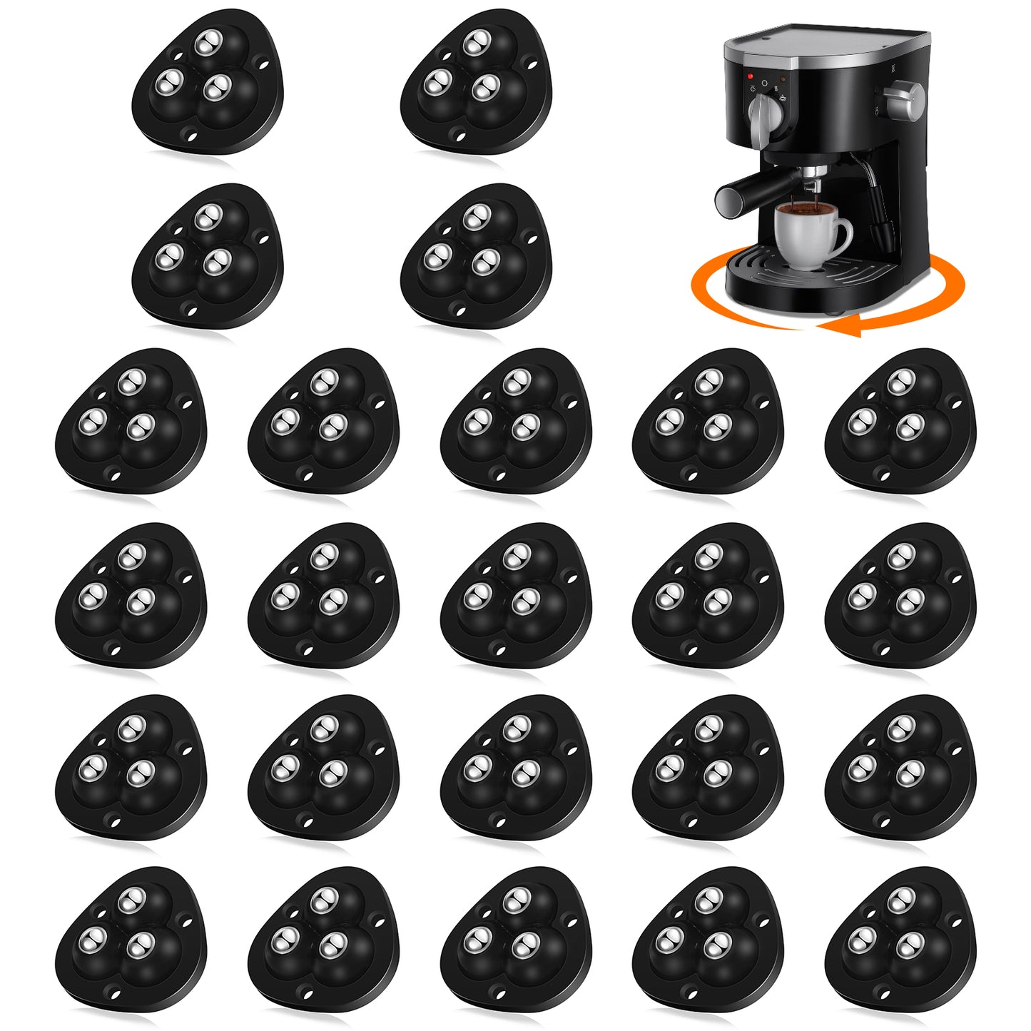 TRVL FIELDER Self Adhesive Caster Wheels - 360°Swivel Universal Wheel,Mini Roller Ball Transfer Bearing for Small Kitchen Appliances,Storage Box,Trash Can