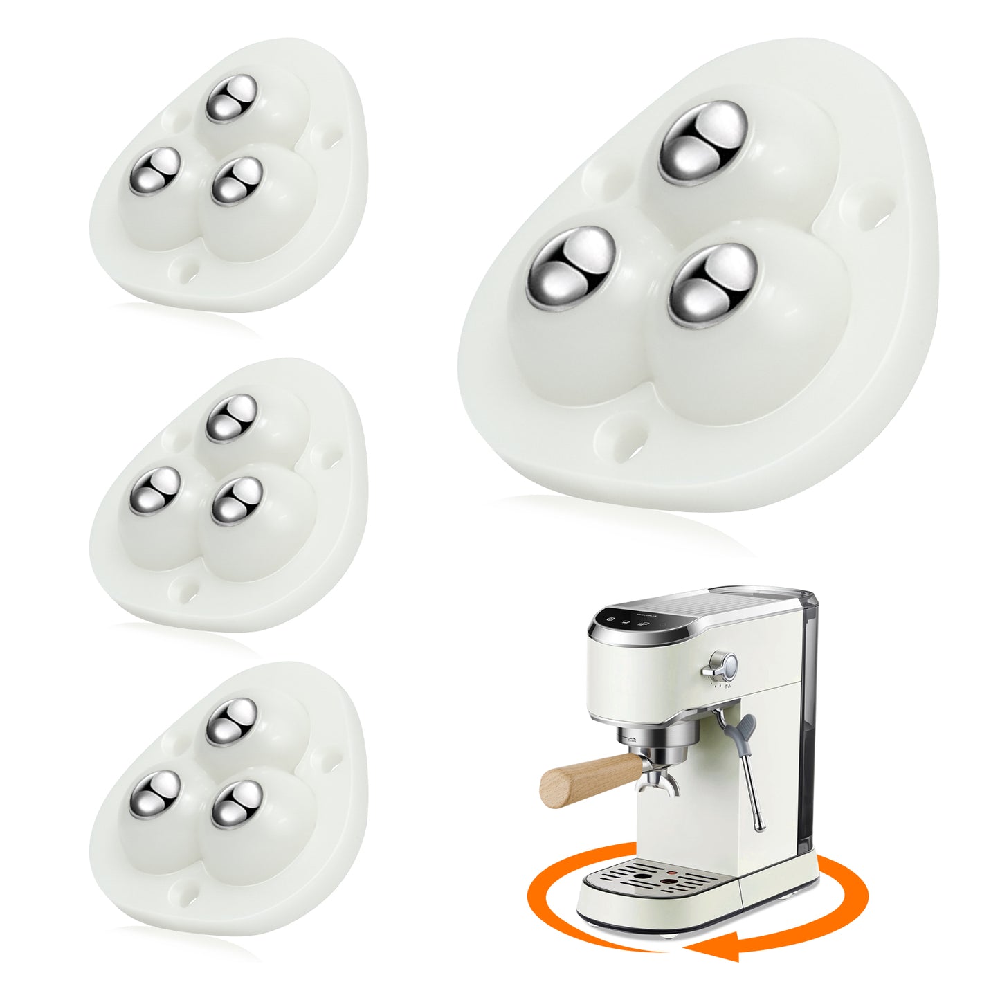 TRVL FIELDER Self Adhesive Caster Wheels - 360°Swivel Universal Wheel,Mini Roller Ball Transfer Bearing for Small Kitchen Appliances,Storage Box,Trash Can