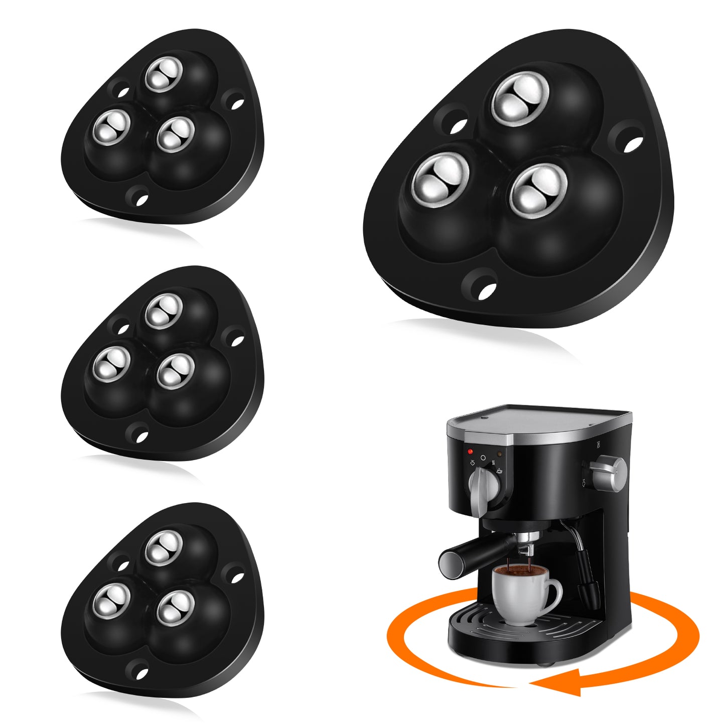 TRVL FIELDER Self Adhesive Caster Wheels - 360°Swivel Universal Wheel,Mini Roller Ball Transfer Bearing for Small Kitchen Appliances,Storage Box,Trash Can