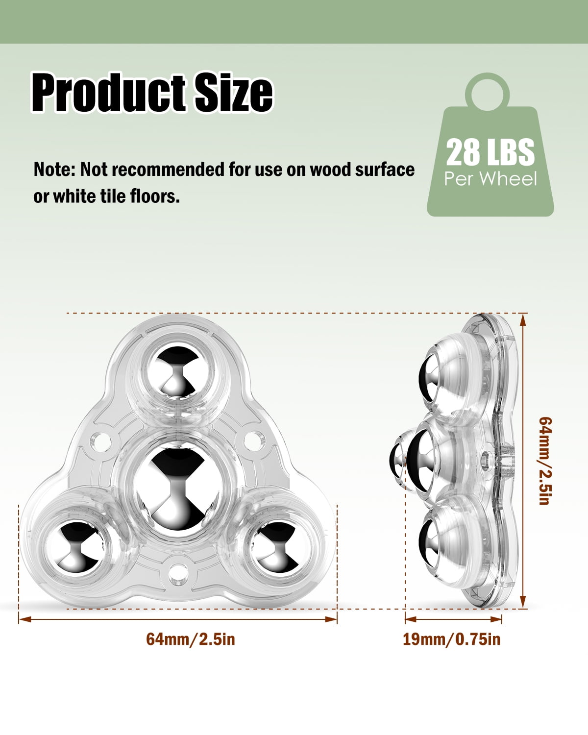 Self Adhesive Caster Wheels,Appliance Rollers for Kitchen Appliances,360°Swivel Mini Universal Wheel Roller Casters for Storage Box,Small Furniture (with 4 Ball Bearings,Clear,4 PCS)