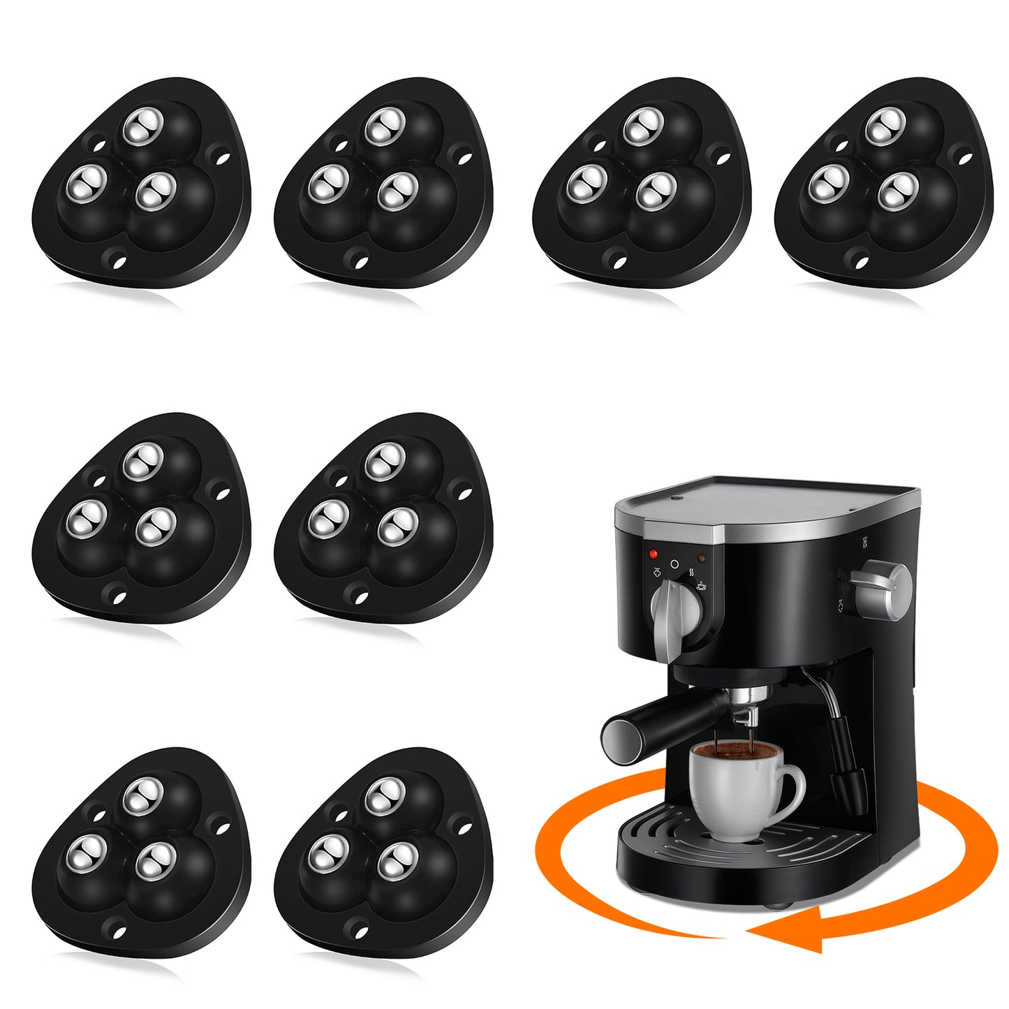 TRVL FIELDER Self Adhesive Caster Wheels - 360°Swivel Universal Wheel,Mini Roller Ball Transfer Bearing for Small Kitchen Appliances,Storage Box,Trash Can