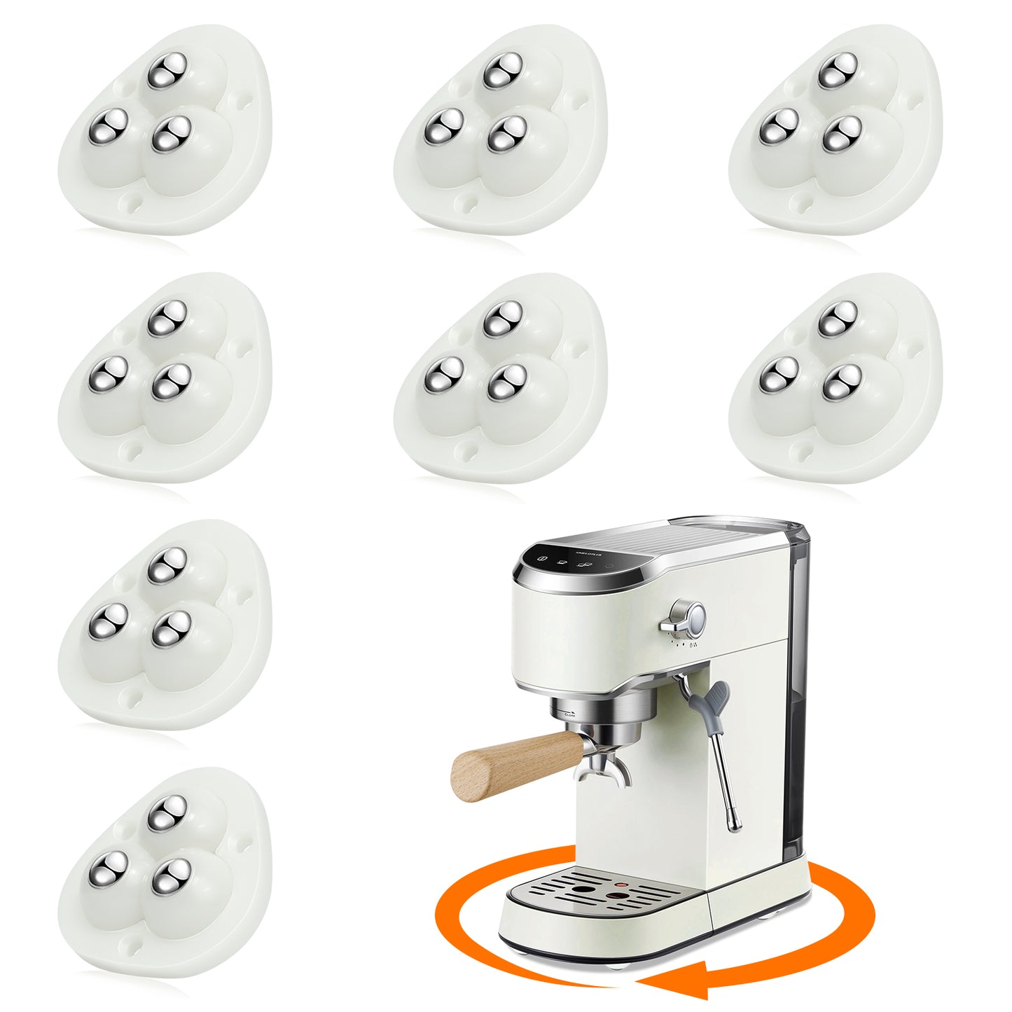 TRVL FIELDER Self Adhesive Caster Wheels - 360°Swivel Universal Wheel,Mini Roller Ball Transfer Bearing for Small Kitchen Appliances,Storage Box,Trash Can