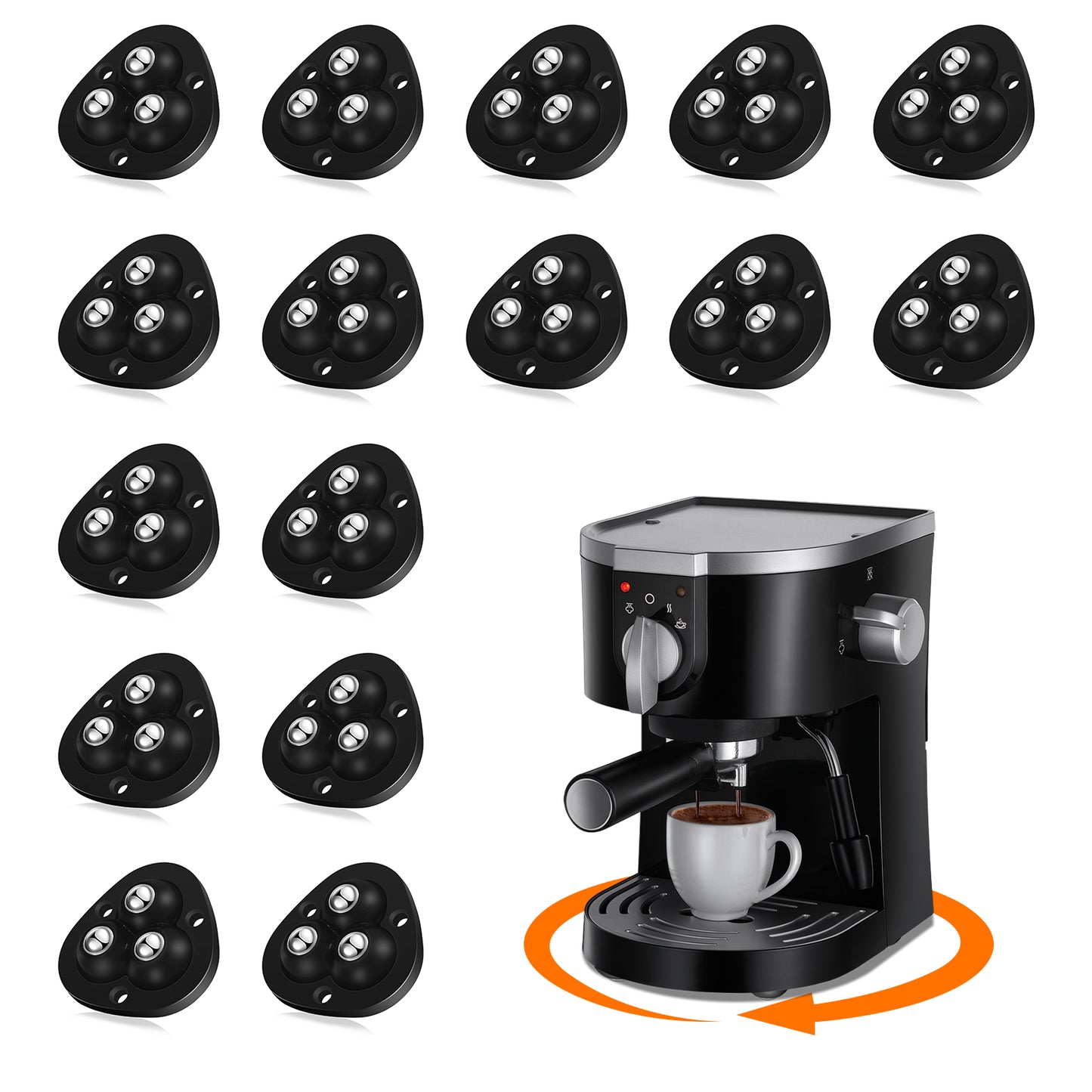 TRVL FIELDER Self Adhesive Caster Wheels - 360°Swivel Universal Wheel,Mini Roller Ball Transfer Bearing for Small Kitchen Appliances,Storage Box,Trash Can