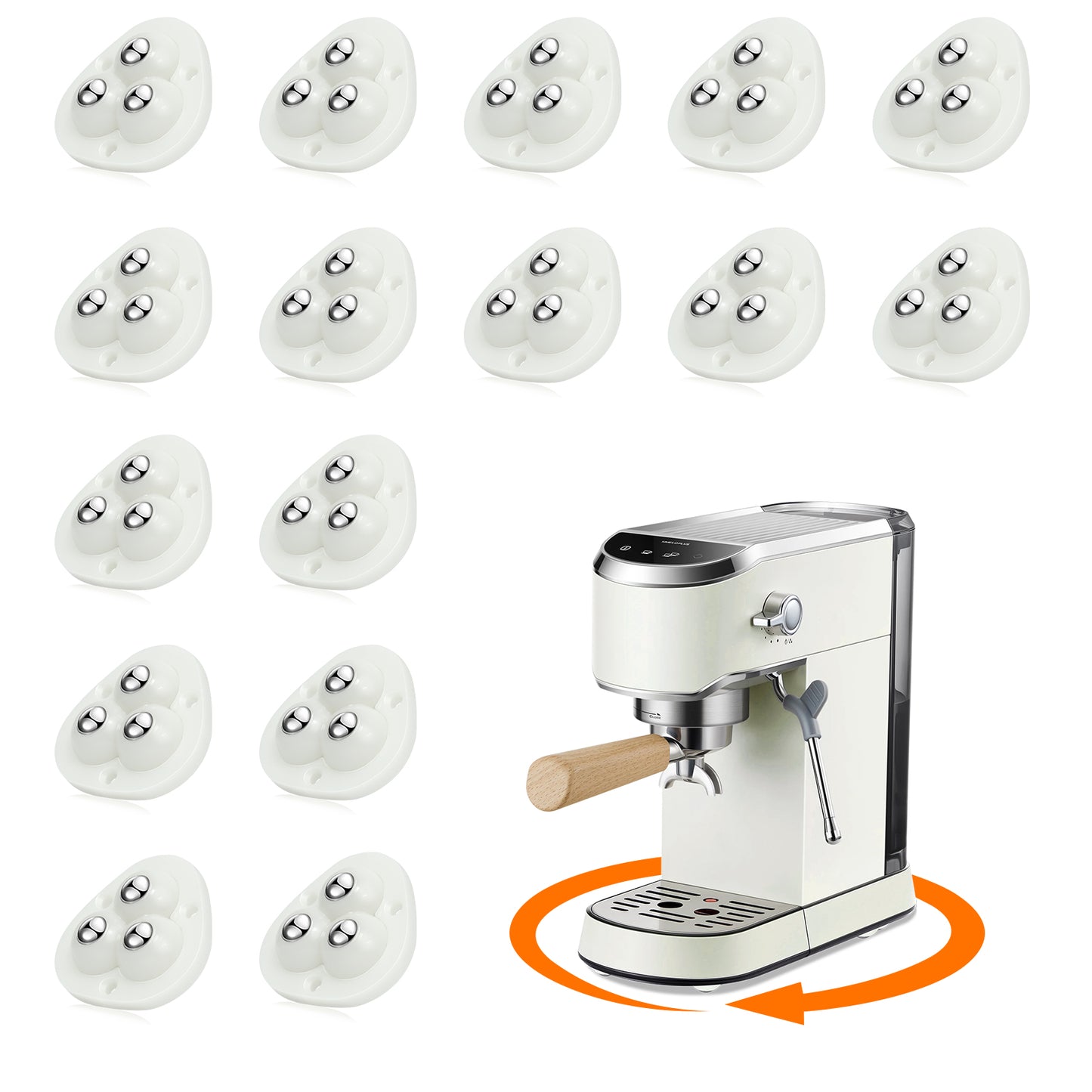 TRVL FIELDER Self Adhesive Caster Wheels - 360°Swivel Universal Wheel,Mini Roller Ball Transfer Bearing for Small Kitchen Appliances,Storage Box,Trash Can
