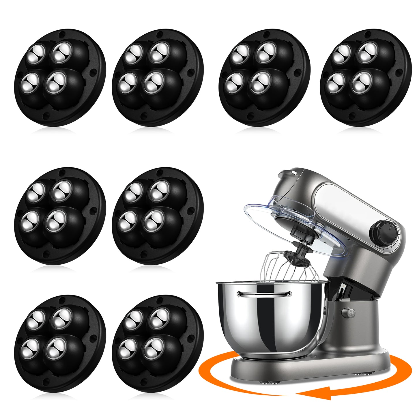 TRVL FIELDER Self Adhesive Caster Wheels - 360°Swivel Universal Wheel,Mini Roller Ball Transfer Bearing for Small Kitchen Appliances,Storage Box,Trash Can