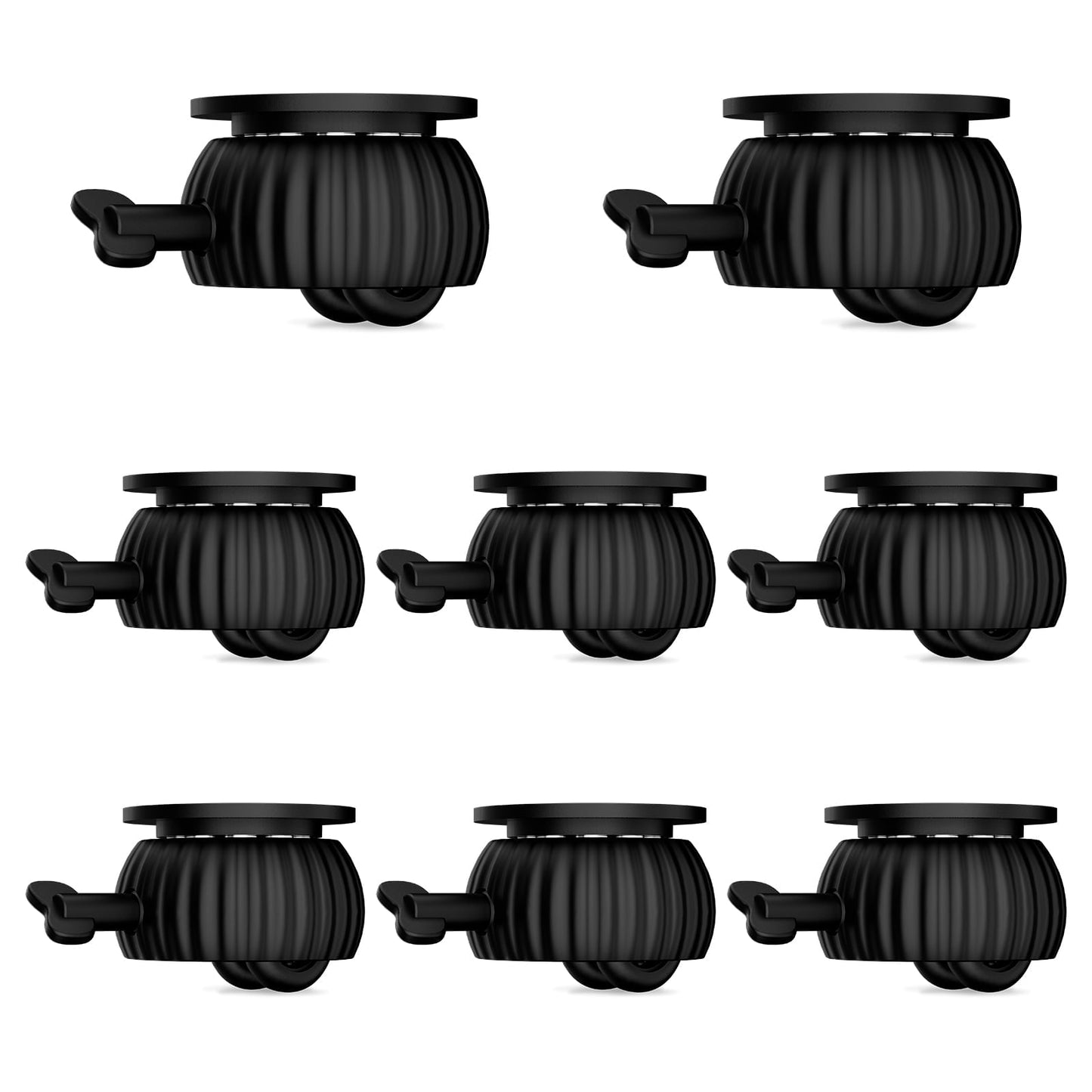 Self Adhesive Caster Wheels,Appliance Rollers for Kitchen Appliances,360°Swivel Stem Casters Universal Steel Wheel with Brake for Small Furniture,Trash Can (Black,Black Caster,8 PCS)